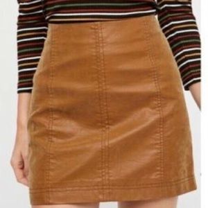 Free People Tan Faux Leather Mini Skirt